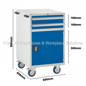 Euroslide Storage Cabinet Mobile 2 Drawers & Cupboard